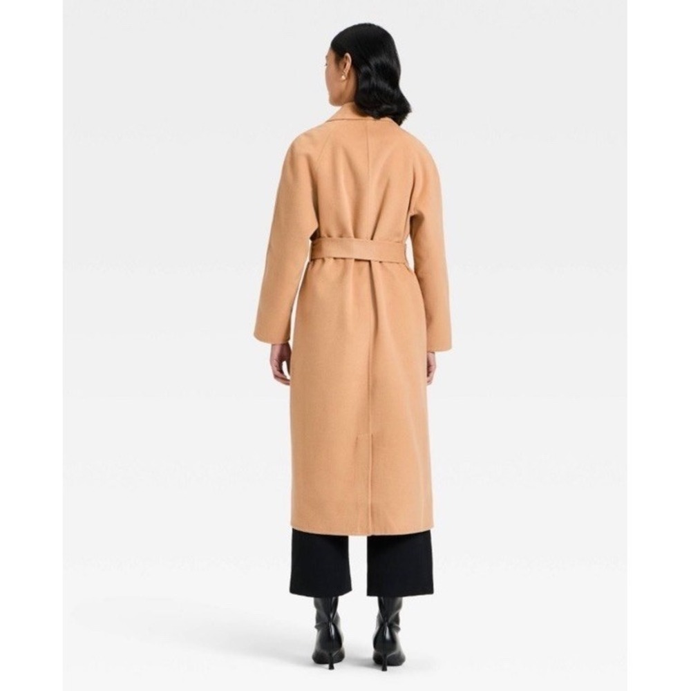 Target A New Day Women's Double Faced Wrap Coat, Tie Front, Camel Tan Brown - Picture 2 of 4